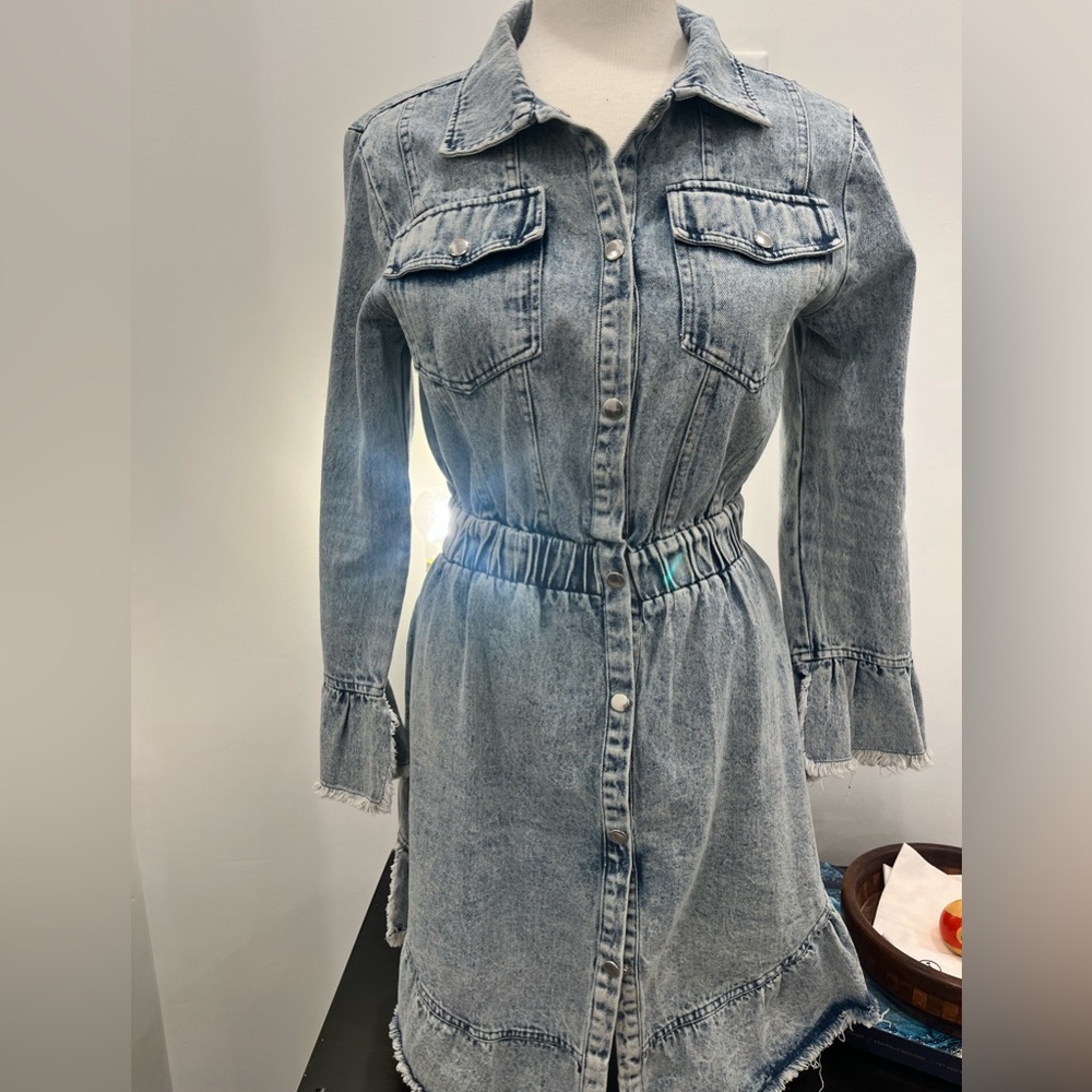 Women's Denim Shirt Dress Knee Length